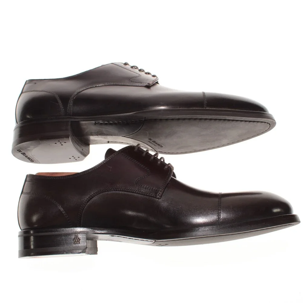 Di Bianco NWD Lace Up Derby Dress Shoes Size 42 (US 9) in Black Leather